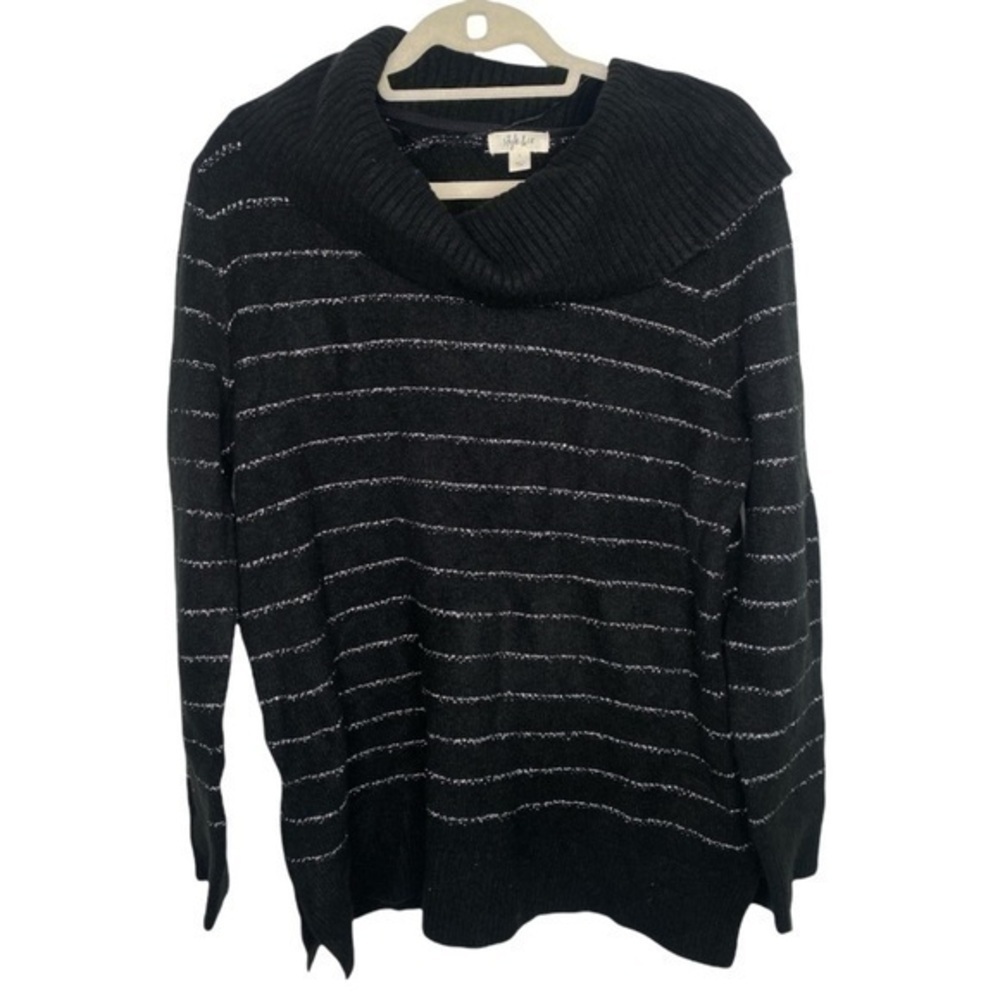 Style & Co Striped Cowl Neck Sweater Size Large